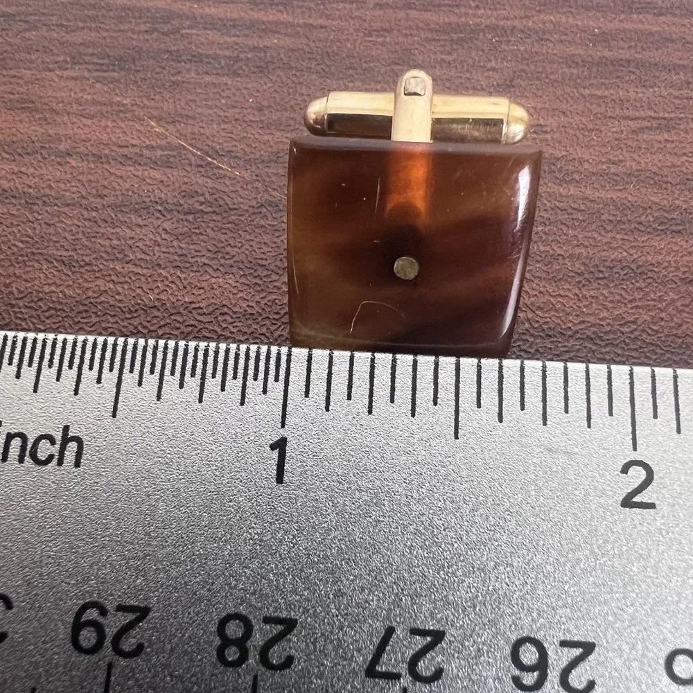 Victorian Faux Tortoise Shell & Gold Cuff Links 1/20 12KT Gold Filled‎ Cufflinks
